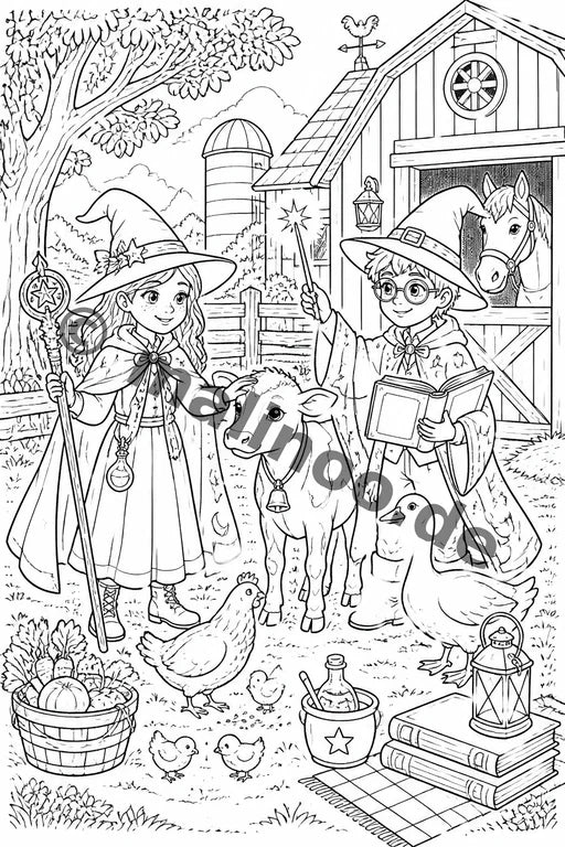 Hexen & Zauberer Malbuch 20 Ausmalbilder gedruckt+lose – Vorschaubild 7