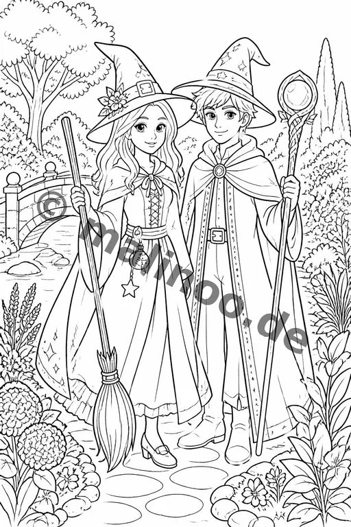 Hexen & Zauberer Malbuch 20 Ausmalbilder gedruckt+lose – Vorschaubild 9