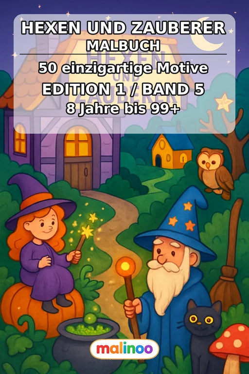 Hexen & Zauberer Malbuch 50 Ausmalbilder PDF Download – Cover