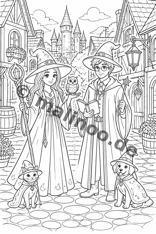 Hexen & Zauberer Malbuch 50 Ausmalbilder PDF Download – Vorschaubild 5