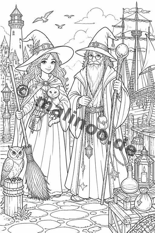 Hexen & Zauberer Malbuch 50 Ausmalbilder gedruckt+gebunden – Vorschaubild 10