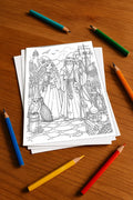 Hexen & Zauberer Malbuch 50 Ausmalbilder gedruckt+lose – Mockup-Ansicht
