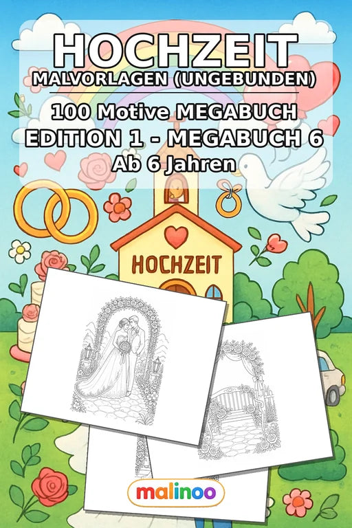 Hochzeit Malbuch 100 Ausmalbilder gedruckt+lose – Cover