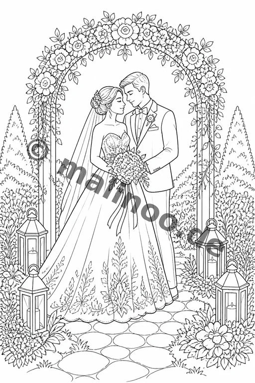 Hochzeit Malbuch 20 Ausmalbilder PDF Download – Vorschaubild 1