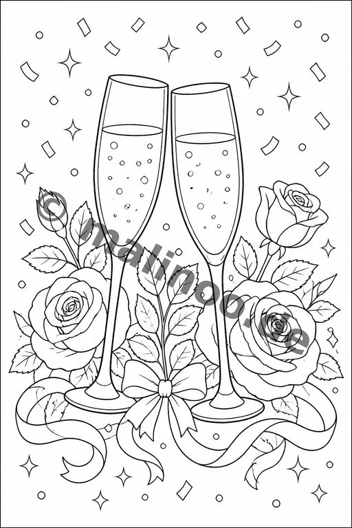 Hochzeit Malbuch 20 Ausmalbilder PDF Download – Vorschaubild 2