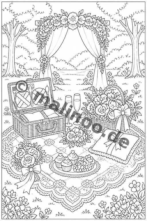 Hochzeit Malbuch 20 Ausmalbilder PDF Download – Vorschaubild 4