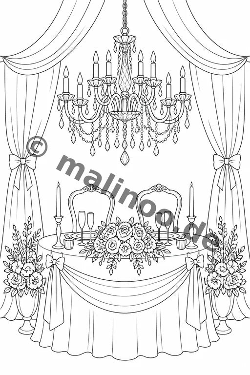 Hochzeit Malbuch 20 Ausmalbilder gedruckt+gebunden – Vorschaubild 6