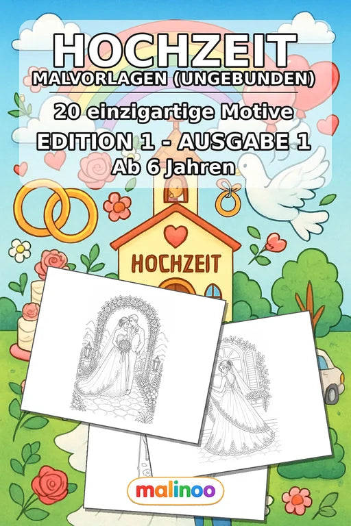 Hochzeit Malbuch 20 Ausmalbilder gedruckt+lose – Cover