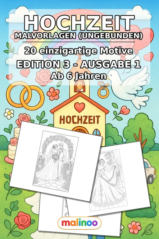 Hochzeit Malbuch 20 Ausmalbilder gedruckt+lose – Cover