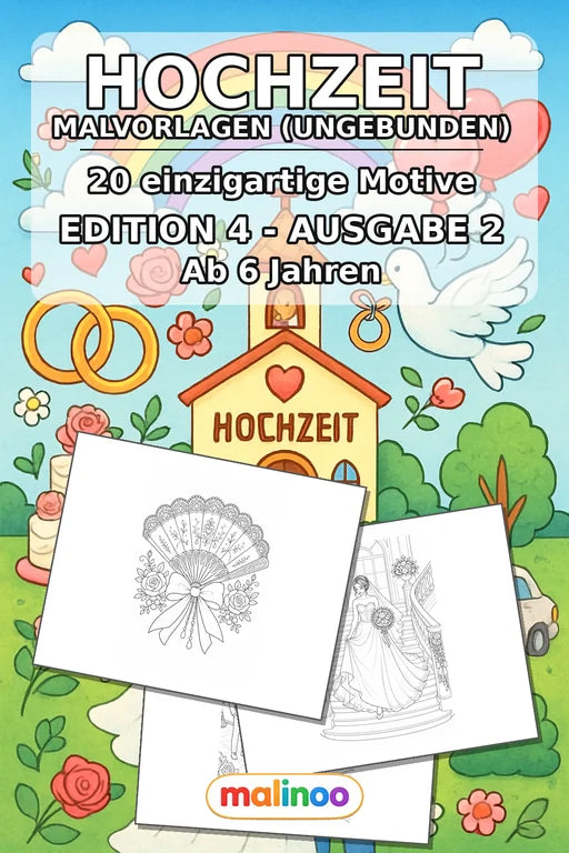 Hochzeit Malbuch 20 Ausmalbilder gedruckt+lose – Cover