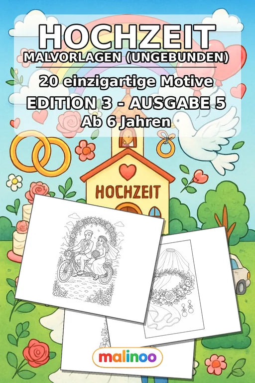 Hochzeit Malbuch 20 Ausmalbilder gedruckt+lose – Cover