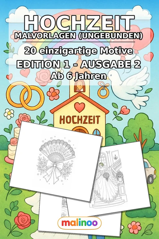 Hochzeit Malbuch 20 Ausmalbilder gedruckt+lose – Cover
