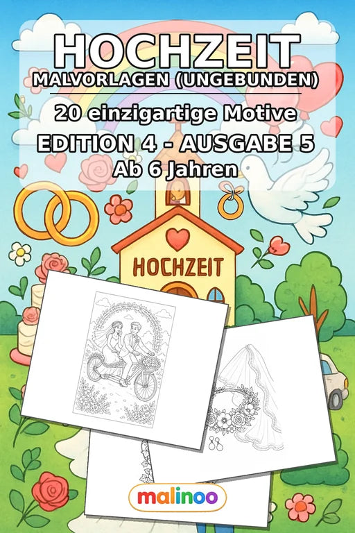 Hochzeit Malbuch 20 Ausmalbilder gedruckt+lose – Cover