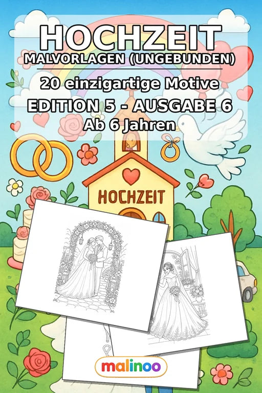 Hochzeit Malbuch 20 Ausmalbilder gedruckt+lose – Cover