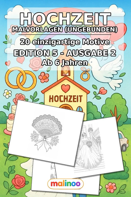 Hochzeit Malbuch 20 Ausmalbilder gedruckt+lose – Cover