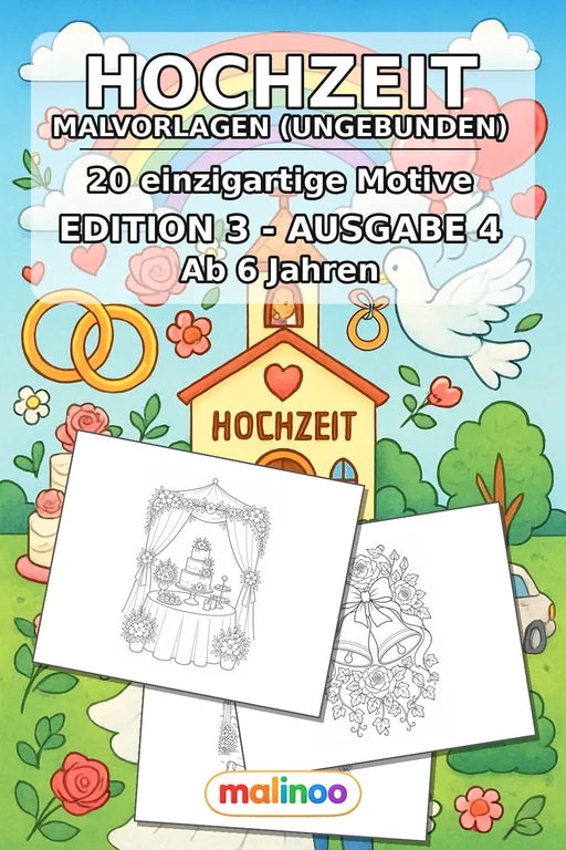 Hochzeit Malbuch 20 Ausmalbilder gedruckt+lose – Cover