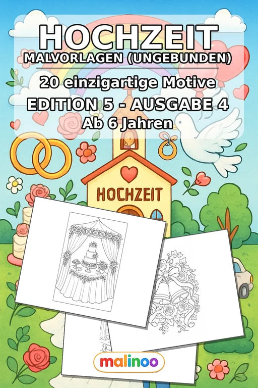 Hochzeit Malbuch 20 Ausmalbilder gedruckt+lose – Cover