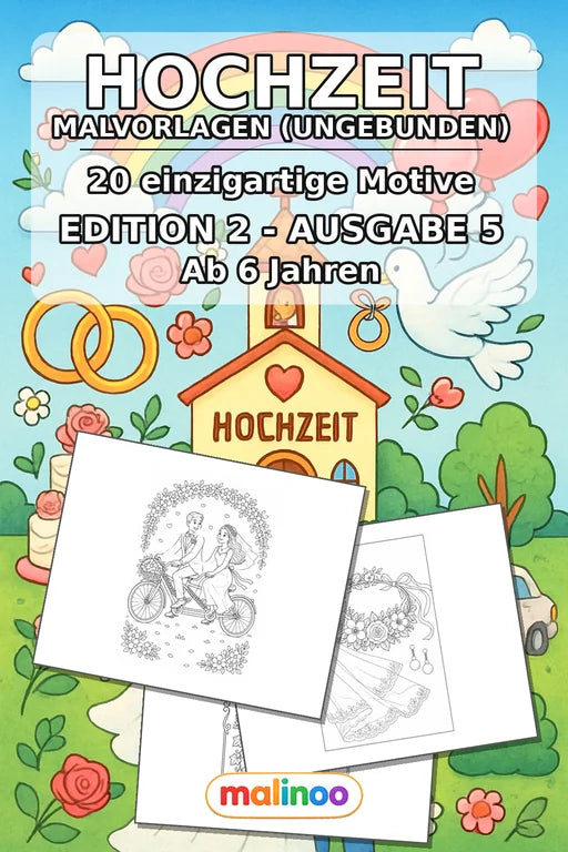 Hochzeit Malbuch 20 Ausmalbilder gedruckt+lose – Cover