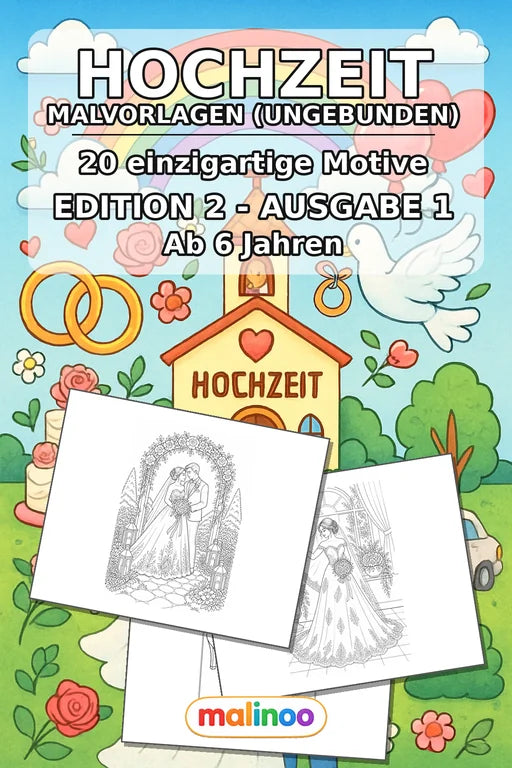 Hochzeit Malbuch 20 Ausmalbilder gedruckt+lose – Cover