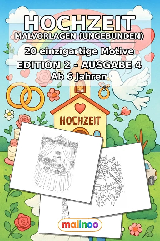 Hochzeit Malbuch 20 Ausmalbilder gedruckt+lose – Cover