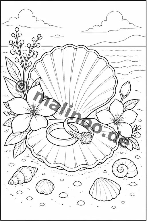 Hochzeit Malbuch 20 Ausmalbilder gedruckt+lose – Vorschaubild 10