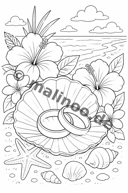 Hochzeit Malbuch 20 Ausmalbilder gedruckt+lose – Vorschaubild 10