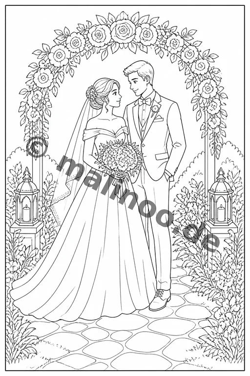 Hochzeit Malbuch 50 Ausmalbilder PDF Download – Vorschaubild 1