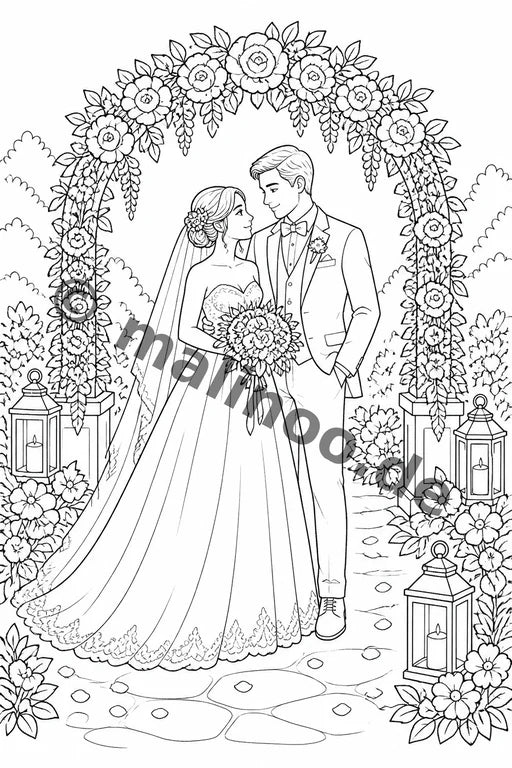 Hochzeit Malbuch 50 Ausmalbilder PDF Download – Vorschaubild 1