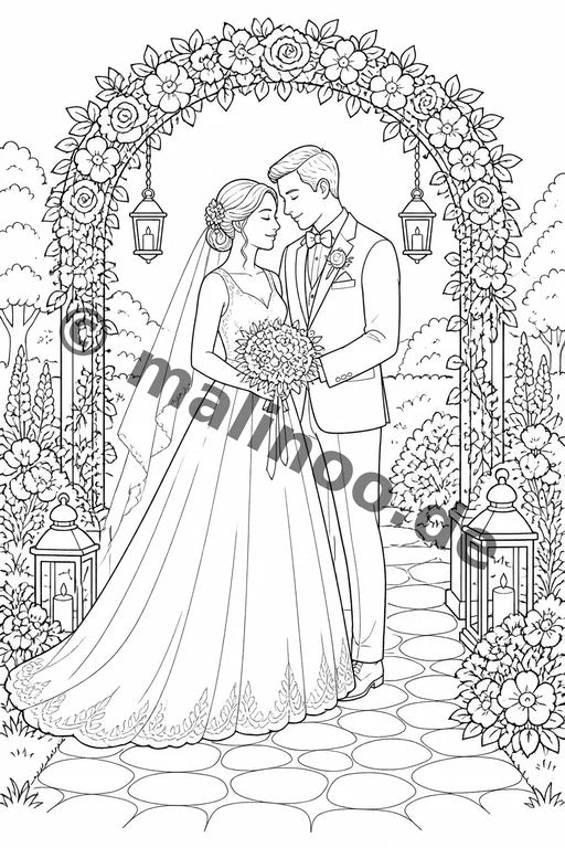 Hochzeit Malbuch 50 Ausmalbilder PDF Download – Vorschaubild 1