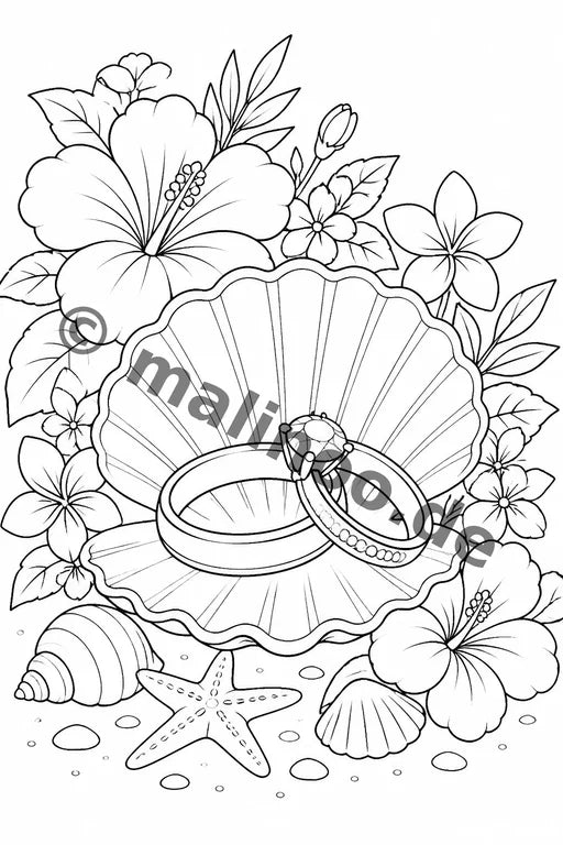 Hochzeit Malbuch 50 Ausmalbilder gedruckt+gebunden – Vorschaubild 10