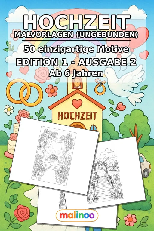 Hochzeit Malbuch 50 Ausmalbilder gedruckt+lose – Cover