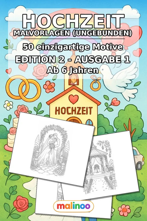 Hochzeit Malbuch 50 Ausmalbilder gedruckt+lose – Cover