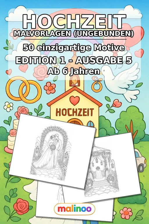 Hochzeit Malbuch 50 Ausmalbilder gedruckt+lose – Cover