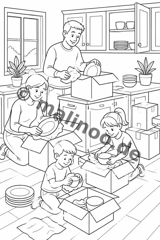 House Move Coloring Book 100 Coloring Pages PDF Download – Vorschaubild 1