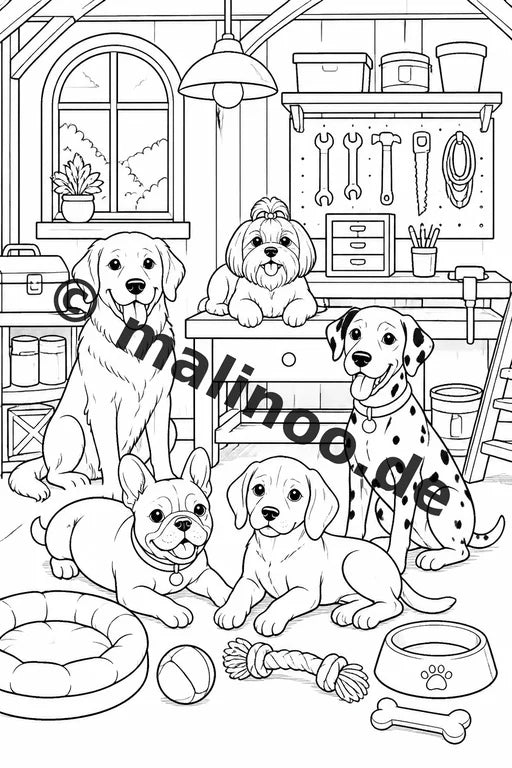 Hunde Malbuch 100 Ausmalbilder PDF Download digital – Vorschaubild 4