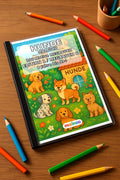 Hunde Malbuch 100 Ausmalbilder gedruckt+gebunden – Mockup-Ansicht
