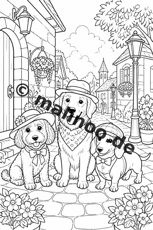 Hunde Malbuch 100 Ausmalbilder gedruckt und gebunden – Vorschaubild 5