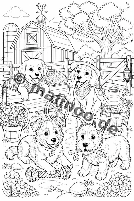 Hunde Malbuch 100 Ausmalbilder gedruckt+lose – Vorschaubild 7