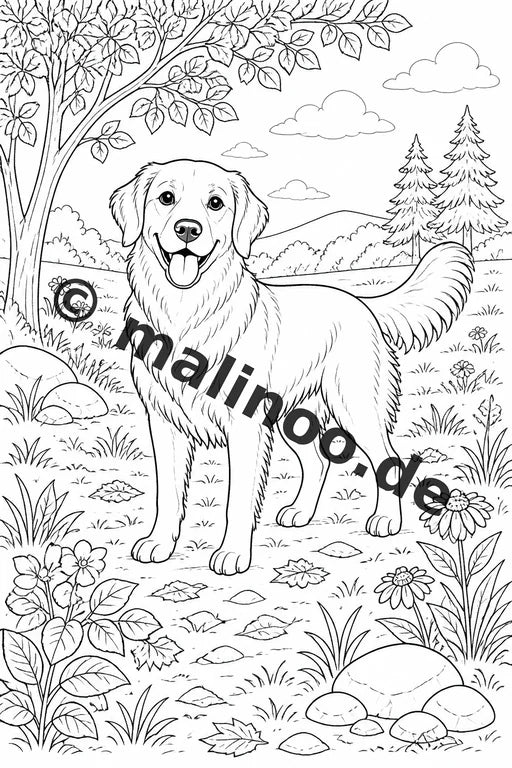 Hunde Malbuch 20 Ausmalbilder PDF Download digital – Vorschaubild 1