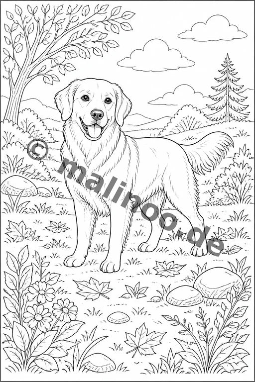Hunde Malbuch 20 Ausmalbilder PDF Download – Vorschaubild 1
