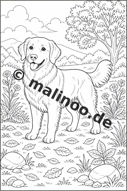 Hunde Malbuch 20 Ausmalbilder PDF Download digital – Vorschaubild 1