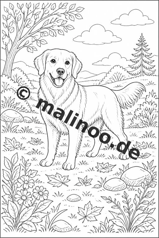 Hunde Malbuch 20 Ausmalbilder PDF Download digital – Vorschaubild 1