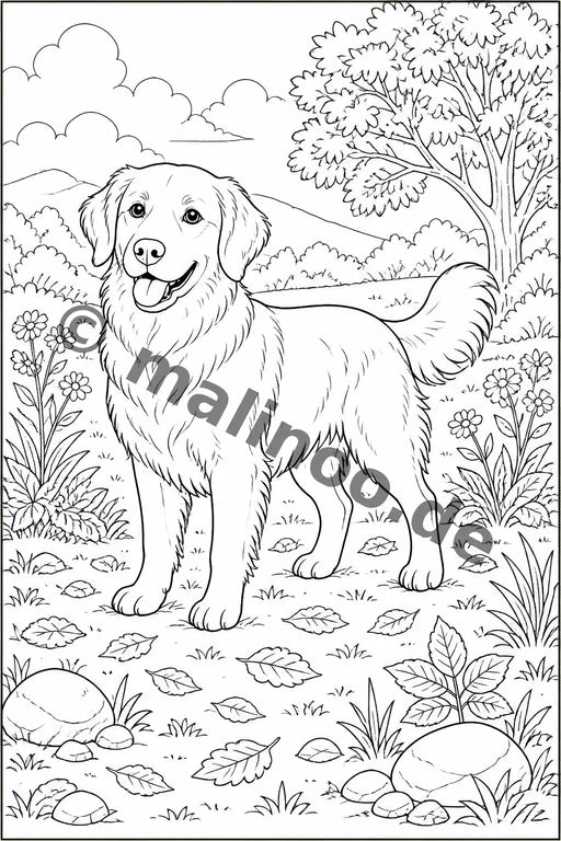 Hunde Malbuch 20 Ausmalbilder PDF Download – Vorschaubild 1