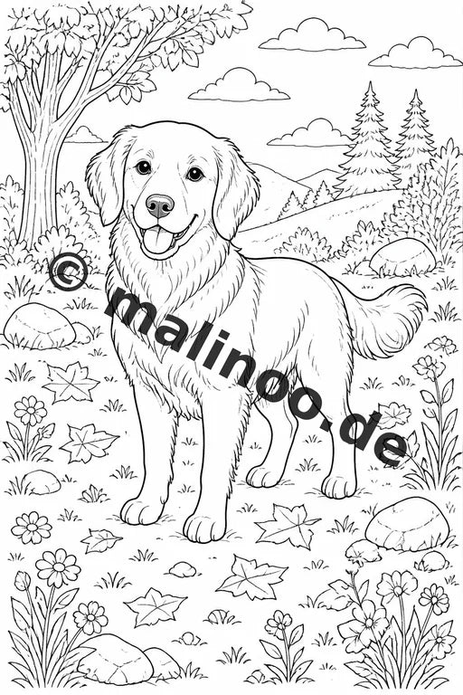 Hunde Malbuch 20 Ausmalbilder PDF Download digital – Vorschaubild 1