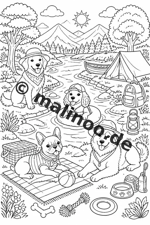 Hunde Malbuch 20 Ausmalbilder PDF Download digital – Vorschaubild 2