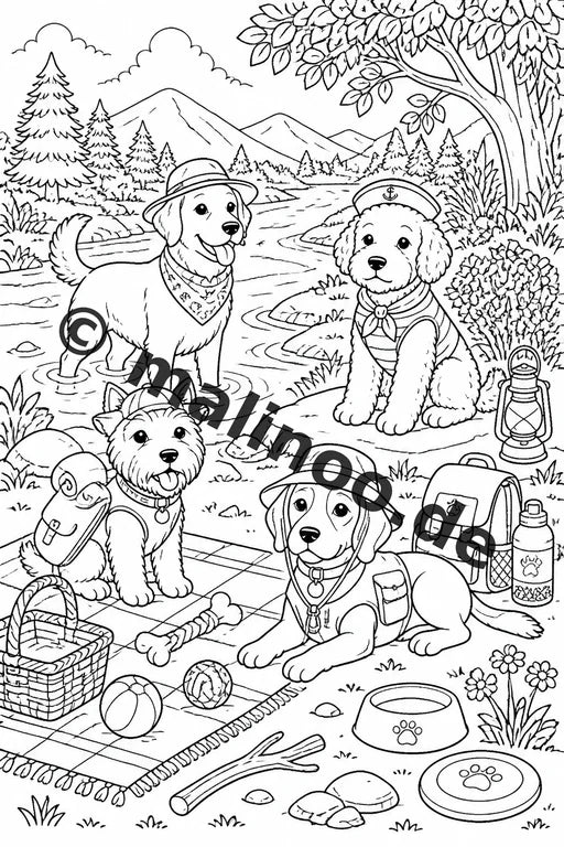 Hunde Malbuch 20 Ausmalbilder PDF Download digital – Vorschaubild 2
