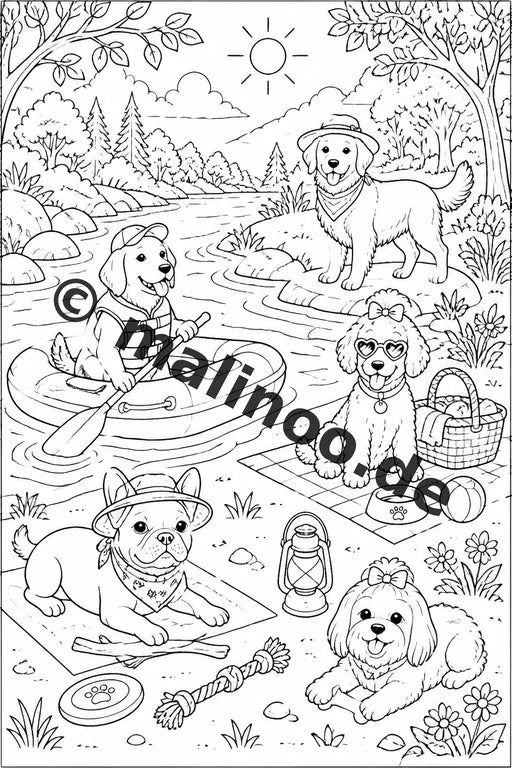 Hunde Malbuch 20 Ausmalbilder PDF Download digital – Vorschaubild 2