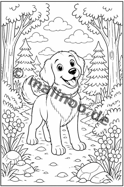 Hunde Malbuch 20 Ausmalbilder PDF Download – Vorschaubild 3