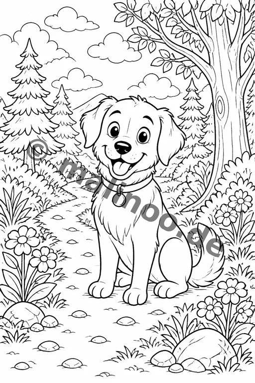 Hunde Malbuch 20 Ausmalbilder PDF Download – Vorschaubild 3