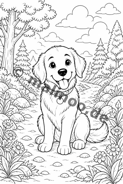 Hunde Malbuch 20 Ausmalbilder PDF Download – Vorschaubild 3